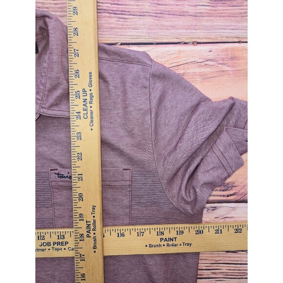 Travis Mathew Mens Maroon Polo Shirt Medium Short Sleeve Button-Up - Picture 8 of 8